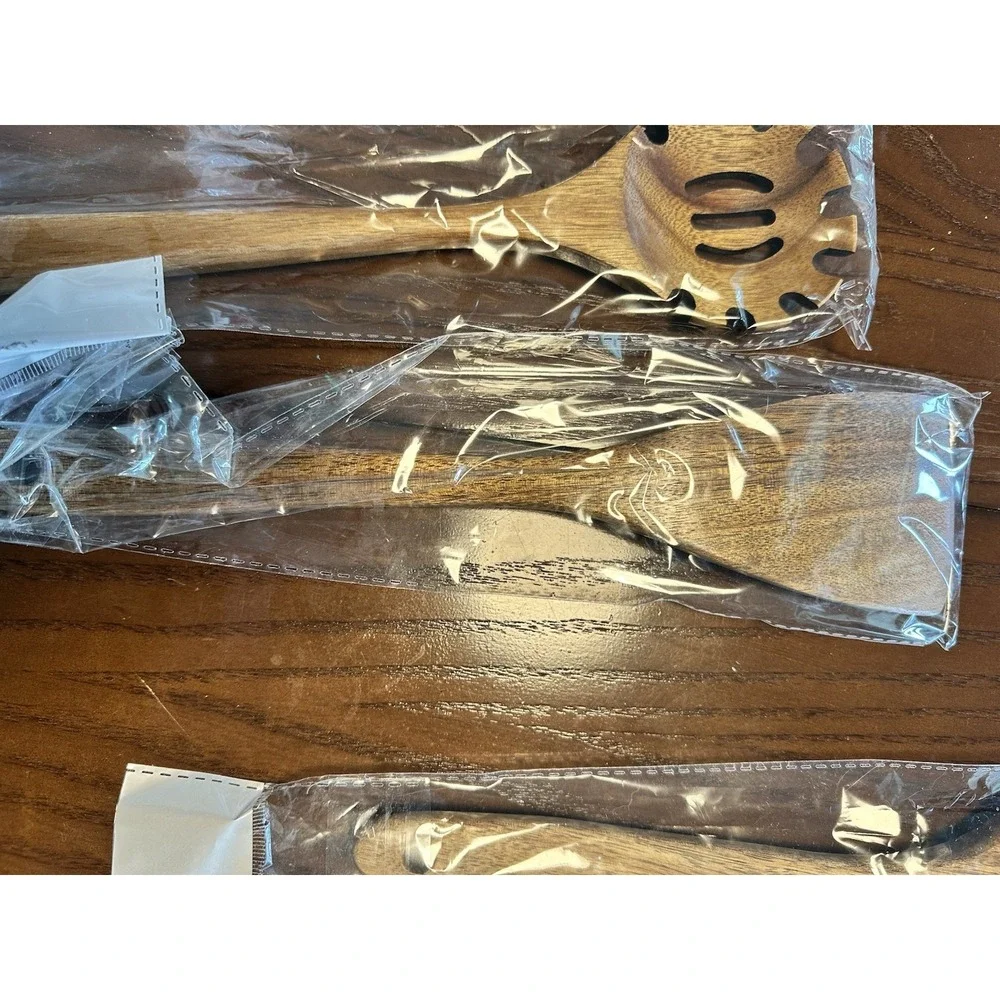 Wooden Kitchen Utensils set 7Pcs Spoons for cooking‎ Natural Teak Spatula
